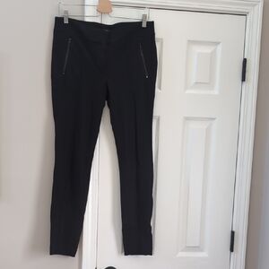LOFT Jet Black Skinny Pants with Zipper Detail